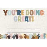 Teacher Created Resources Everyone is Welcome Youre Doing Great Awards, 81/2 x 51/2, Multicolor, Pack of 25 Awards