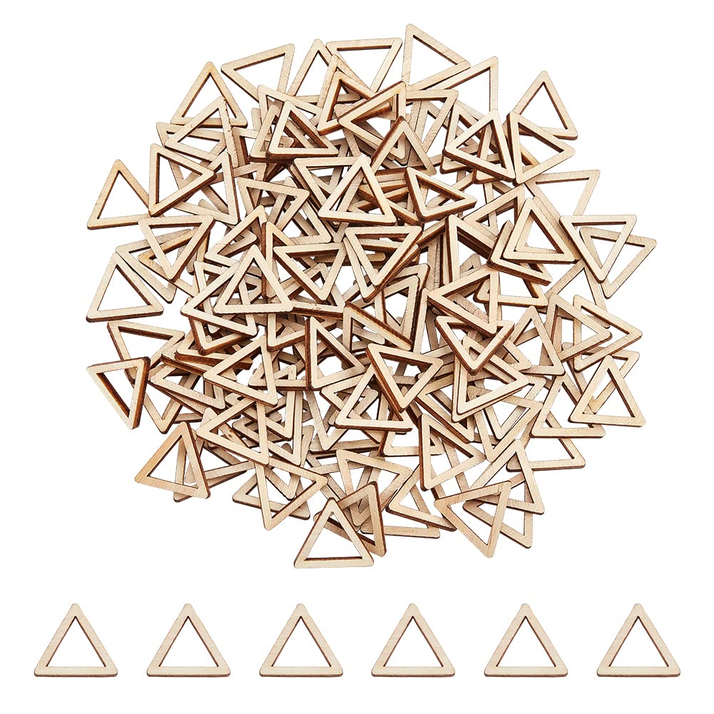 NBEADS 200 Pcs Triangle Wood Linking Rings, 0.79 Unfinished Wood Triangle Frames Unfinished Wood Pieces Rings Shape Linking Ring