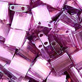 Miyuki Tila 2 Hole Square Beads Light Amethyst Gold Luster