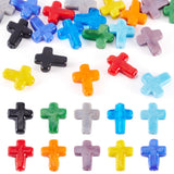 Cross Bead Cheriswelry 20pcs Handmade Lampwork Glass Beads Colorful Cross Loose Spacer Bead 24-26 mm for DIY Craft Bracelet Earr