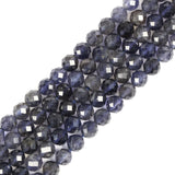 6mm Iolite Faceted Gemstone Round Loose Beads Strand 15.5-16 DIY Jewelry Making
