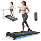 MODIDA 2-in-1 Under Desk Treadmill, Foldable Walking Pad for Home Office, Portable Electric Treadmill with Remote Control & LED 