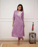 Fabnex Abnex Cotton Blend Kurta Set For Women | Women Embroidered Kurta Set | Women Kurta Sets Kurtis | Women Kurta Pant Set (K-36) (In, Alpha, Xl, Pink)