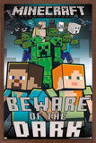 Trends International Minecraft - Beware Of The Dark Wall Poster, 22.4L x 14.7W, Mahogany Framed Version