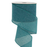 HUIHUANG Turquoise Burlap Ribbon Wired Solid Wired Edge Ribbon 2.5 inch Jute Ribbon for Wreaths, Big Bows, Crafts, Decorations -