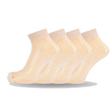 Wklouyhe Cool Summer Breathable Comfortable Fishnet Ankle Length Socks For Women And Girls_(Pack Of 04,Free Size) (Beige, 4)