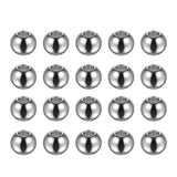 HARFINGTON 40pcs Beads 8mm Stainless Steel 3mm Hole Dia Bead for DIY Crafts, Silver Tone