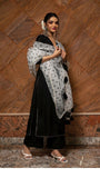 Gosriki Women'S Rayon Blend Straight Solid Kurta With Pant & Dupatta (Dulala Black-Gs_Xl_Black_X-Large),Black,,B0DPZ8NCZ8