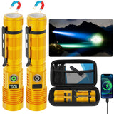 Spriak Rechargeable Flashlight High Lumens-Super Bright Magnetic Flash Light with Power Digital Display, Long Range,Dimmable,Wat