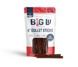 Big Lu - 6-Inch Jerky Gullet Sticks, 6 Count, All-Natural Beef Dog Chews, Grass-Fed, Free-Range, Digestible Treats with Glucosam