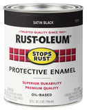 RustOleum 7777502 Protective Enamel Paint Stops Rust, 32Ounce, Black Satin Finish, 1 Quarts (Pack of 1)
