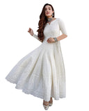 LookMark Women's & Girl's White Color Chikankari Long Kurti Gown(K1113-S)
