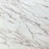 From Plain To Beautiful In Hours 129 Herringbone PVC 2' x 8' Glue-up Backsplash Panels (Covers / 32 sq.ft), Marble, 2 Piece