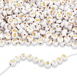 LAIDANLA 1000PCS Acrylic Number Beads Gold Number White Round Bead 7 4mm for Jewelry Bracelets Necklaces Key Chains Making