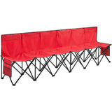 Yaheetech Foldable Sideline Bench for Sports Team Portable Soccer Chairs 6 Seats Camping Folding Bench with Carry Bag, Red