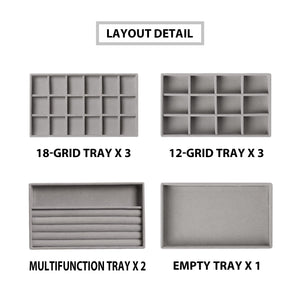 Frebeauty Jewelry Organizer Tray,Stackable Velvet Jewelry Trays,Drawer Inserts Earring Organizer For Women Jewelry Storage Displ