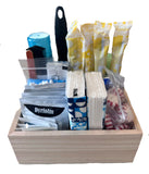 With You in Mind, inc - Restroom Amenity Basket - Women/Micro - 25 or Less Guests (Unfinished Wooden Box)