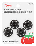 Dritz 80211 SewOn Snaps, Black, Size 10, 4Count (Pack of 1)