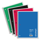 Universal 66600 1 Sub. Wirebound Notebook, 11 x 8 1/2, College Rule, 100 Sheets, Black Cover