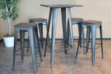 Amerihiome Bsset37 Loft Rustic Gunmetal Pub Set With Wood Tops - 5 Piece