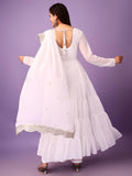 Wedani Georgette Sequins Work Anarkali Kurta Set For Women (In Alpha M Regular White),WHITE,M,Georgette,Anarkali,