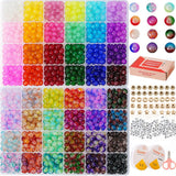 Glass Beads, Rondelle Crystal Beads for Jewelry Making, 48 Colors 5x8 mm 1500 Pcs Abacus Glass Beads Kit with Letter Beads for F