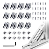 Seekliny 12pcs 4040 45 Degree Inside Corner Angle Support Bracket, 40x40 Aluminum Extrusion Connector Hardware Accessories T-Slo