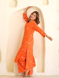 Gosriki Women'S Rayon Viscose Straight Embroidered Kurta With Palazzo (Bharavi Orange-Gs_S_Orange_Small),Orange,,B0F9PWBPM2