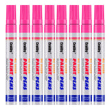 Pink Paint Markers, 8 Pack Oil-Based Waterproof Quick Dry Permanent Paint Pen Set for Rocks Painting, Wood, Fabric, Plastic, Can
