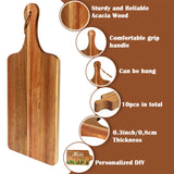 10 Packs Acacia Wood Cutting Board, 15 x 7 Inch Plain Chopping Board with Handles Large Serving Board Wooden Kitchen Cutting Boa
