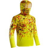 Rodeel UPF 50+ Mens Long Sleeve Performance Fishing Hiking Shirt with Mask UV Neck Gaiter Hoodie Yellow