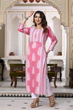 Anni Designer Women'S Rayon Printed Straight Kurta (Oni101 White-Snw_L_Pink_Large),Pink,L,Rayon,Regular,