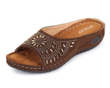 Ortho Joy Women'S Brown Faux Leather Slipper - 4 Uk,Brown,3,B08P8P2W86