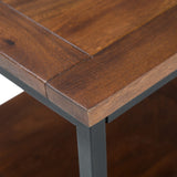 Simplihome Skyler Solid Mango Wood And Metal 22 Inch Wide Square End Table Industrial End Side Table In Dark Cognac Brown With S