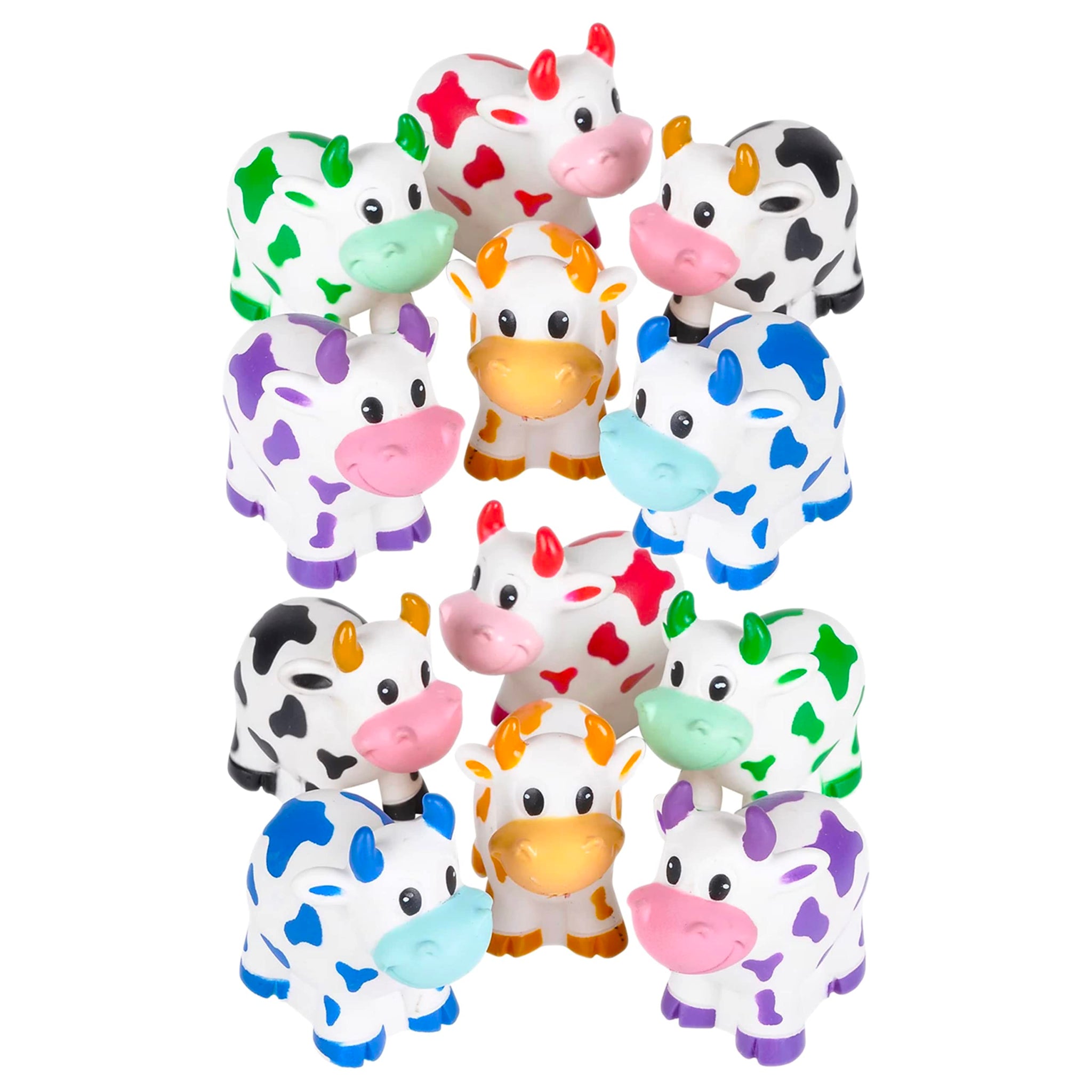 One Dozen (12) 2 Rubber Bath Toy Animals (Cows)
