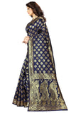 Sugathari Womens Art Silk Navy Blue Kanchipuram Saree (San Pari 72 N Blue)