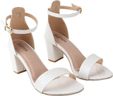 Shoetopia Womens/Girls White Woven Design Block Heels Sandals,White,5,B09NC2KNBF