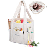 MYBAGZING Crochet Bag and Tote - Corduroy Yarn Bag - Yarn Holder and Storage for Crochet Hooks, Knitting Accessories - Mother s
