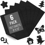 6PCS Black Felt Fabric Sheets 9 x 12 - 1.6mm Thick Soft Felt for Craft Sewing DIY Patchwork Art Projects Decorations