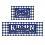 HOLVDENG Blue Buffalo Plaid Kitchen Mat Set of 2 Non Slip Thick Kitchen Rugs and Mats for Floor Comfort Standing Mats for Kitche