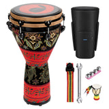 MOSEN Freestyle Mechanically Tuned 12-Inch Djembe, Carbon Fiber Hand Drum, Professional Africa Drum with drum Strap, Wrist Bells