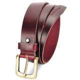 Louis Stitch MenS Rosewood Red Belt Italian Raw Crunch Leather Premium Formal Casual Belts For Men With Heavy Brass Buckle 1.5 