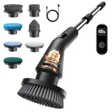Leebein Electric Spin Scrubber, Cordless Bathroom Cleaning Brush with 7 Brush Heads, IPX7 Waterproof, 2 Speed Settings, Extendab