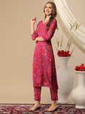 Gosriki Women'S Cotton Blend Straight Printed Kurta With Pant (Jijaji Pink-Nh-Gs_L_Pink_Large),Pink,,B0D2NF49BH