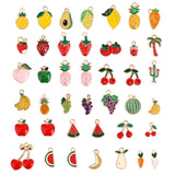 lasuroa 40pcs Fruit Charms Jewelry Making, Zinc Alloy Fruit Pendants Cherry Watermelon Strawberry Lemon Peach DIY Enamel Charms 