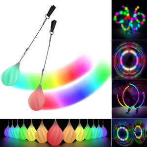 LED Poi Balls Set for Children and Adults - Luminous Premium Toy for Beginners & Professionals | LED Pois Kids Juggling | Juggli