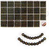Eppingwin Letter & Alphabet Beads in 28 Grid Box (Gold Letters & Black Base, 4 x 7 mm Round, 1mm Hole)