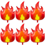 6 Pcs Fire Truck Birthday Party Supplies 32 Inch Fire Flame Balloons Large Firefighter Aluminum Foil Decorations Curve Foil Part