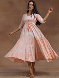 Libas Women'S Cotton A-Line Midi Dress (29163_Orange Orange S