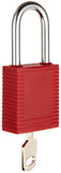 Brady 51339 Plastic Lockout/Tagout Padlock, Keyed Different, 13/4 Body Length, 11/2 Shackle Clearance, Red (Pack of 6)